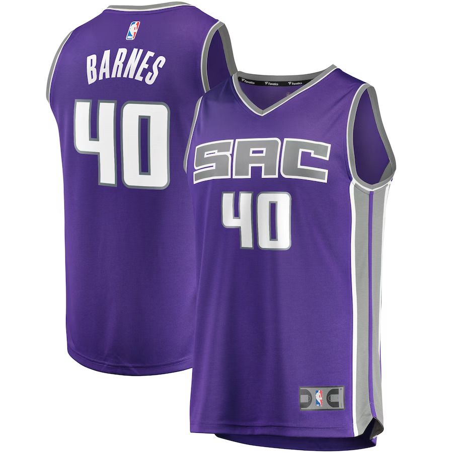 Men Sacramento Kings #40 Harrison Barnes Fanatics Branded Purple Fast Break Replica Player NBA Jersey